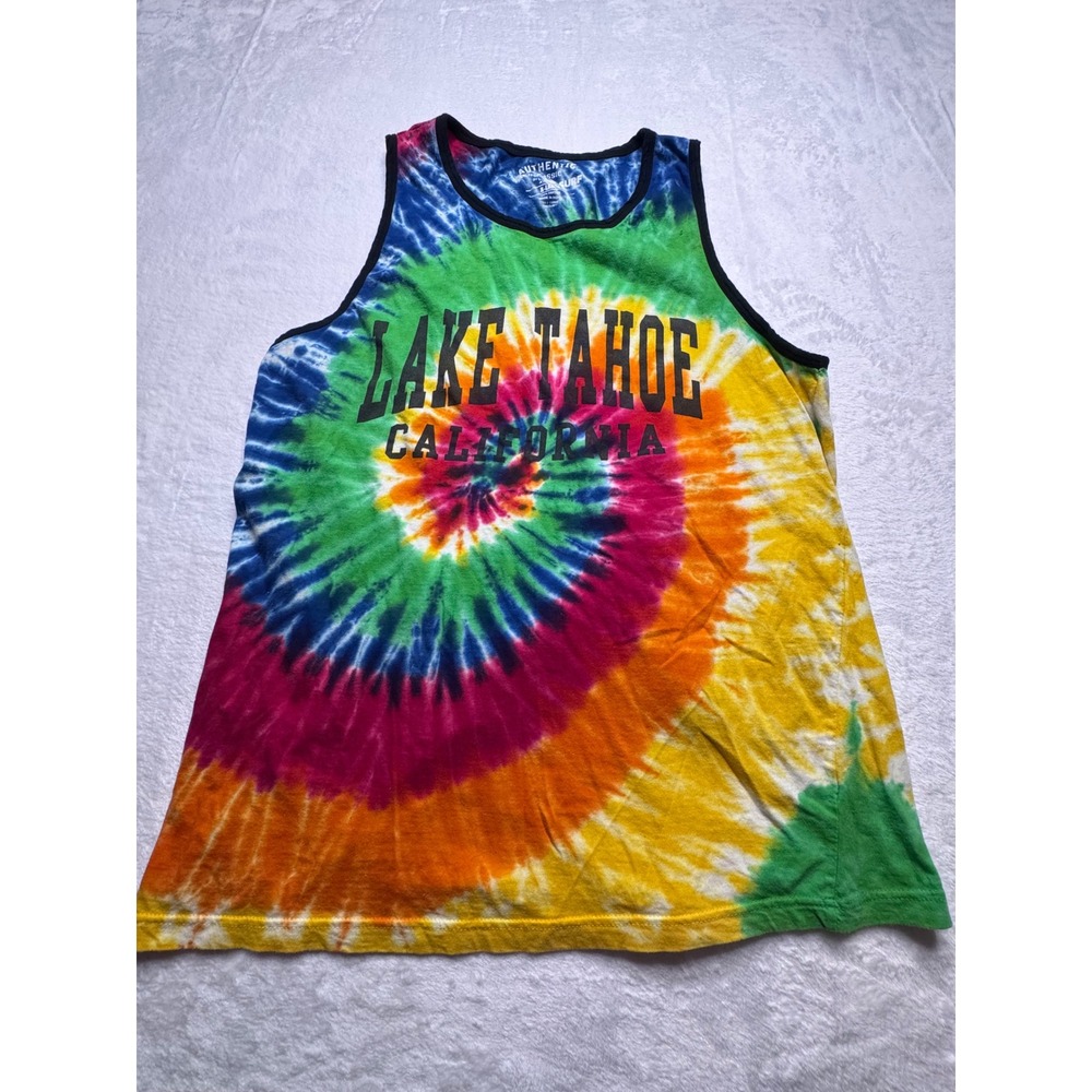 Pacific Surf Mens XL Lake Tahoe California Tie Dye Tank Top Sleeveless Cotton